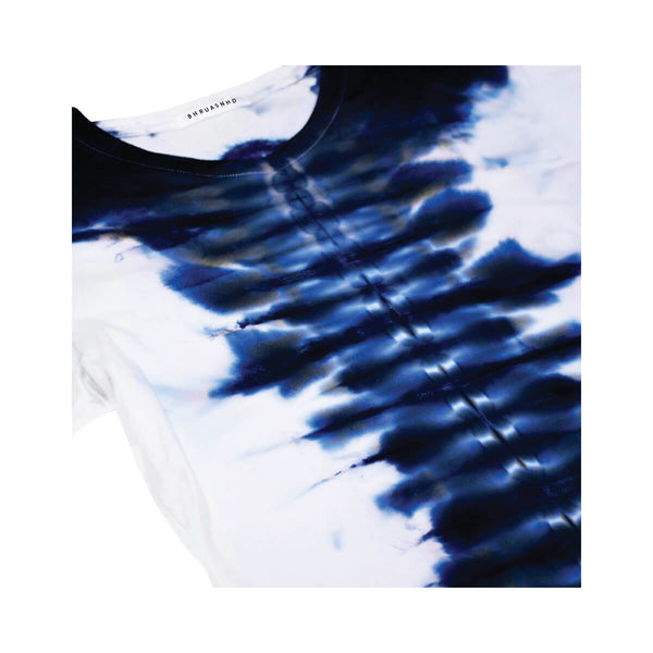 Shibori Tie Dye T-Shirt, Mens | Hush Brand Apparel | Babel, Blue on White, side angle view